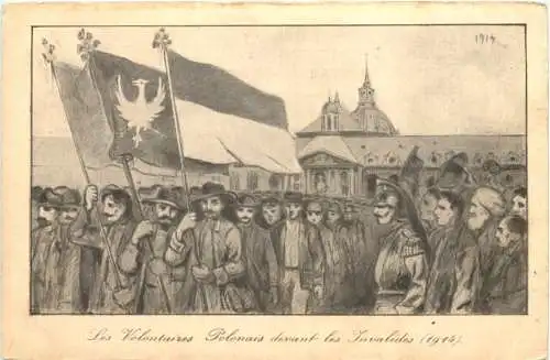 Polen - Les Volonitaires Polonais devant les Invalides 1914 -763580