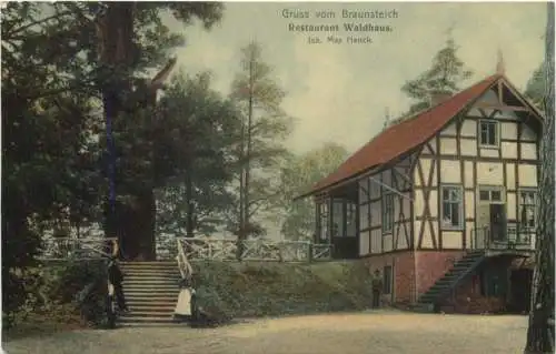 Gruss vom Braunsteich - Restaurant Waldhaus - Bahnpost -765978