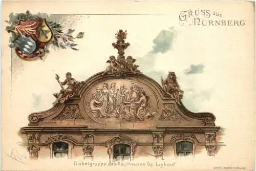 Gruss aus Nürnberg - Giebelgruppe Kaufhaus Gg. Leykauf - Litho -766654