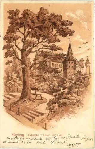 Nürnberg - Burgpartie - Litho -766704