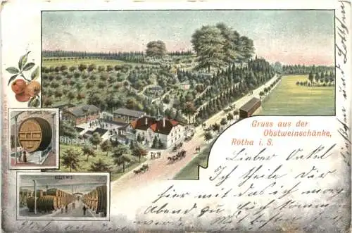 Gruss aus der Obstweinschänke Rötha in Sachsen - Litho -767920