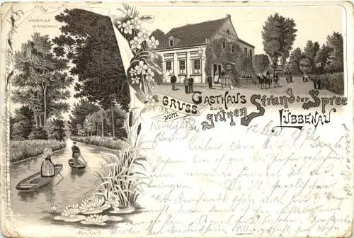 Lübbenau - Gruss vom Gasthaus zum grünen Strand - Litho -768046