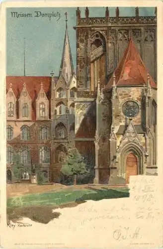 Meissen an der Elbe - Domplatz - Litho -768216