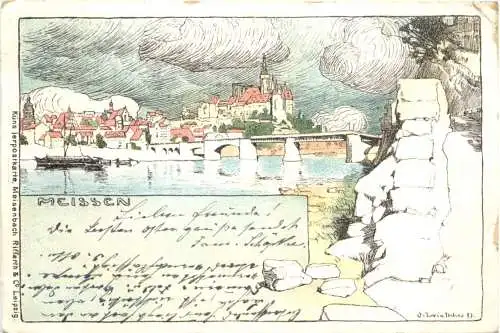 Meissen an der Elbe - Litho -768220