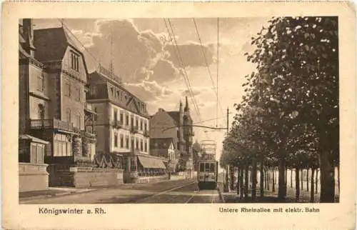 Königswinter am Rhein - Untere Rheinallee mit Strassenbahn -768518