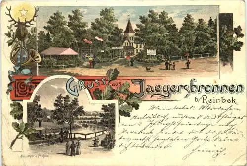 Gruss aus Jaegersbronnen bei Reinbek - Litho -769016