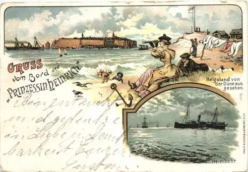 Gruss aus Helgoland - Litho - Dampfer Prinzessin Heinrich -769204