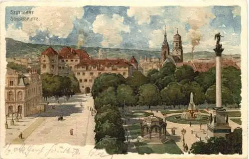 Stuttgart - Schlossplatz - Litho -769480