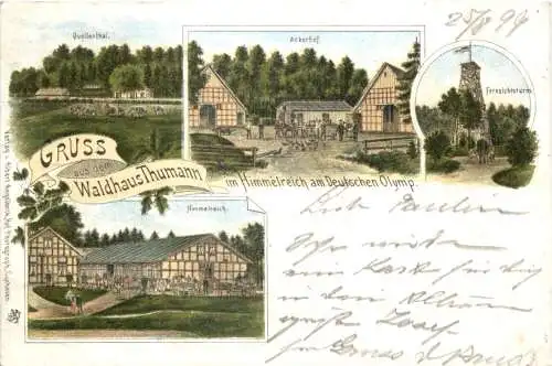 Gruss aus dem Waldhaus Thumann im Himmelreich am Deutschen Olymp - Litho -769756