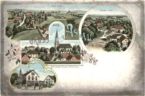 Gruss aus Aslau - Litho - Schlesien -765620