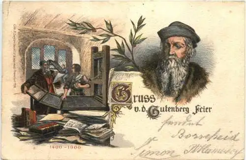 Gruss von der Gutenberg Feier 1900 -770826