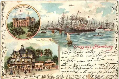 Gruss aus Hamburg - Litho -772024