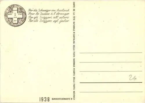 Bundesfeier Postkarte 1938 -775138