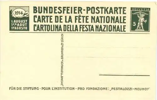 Pestalozzi und Iselin in Bad Schinznach - Bundesfeier Postkarte 1914 -775106