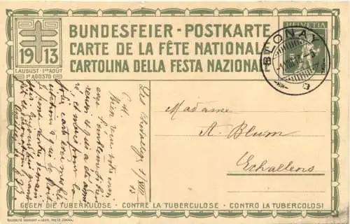 Bundesfeier Postkarte 1913 -775148