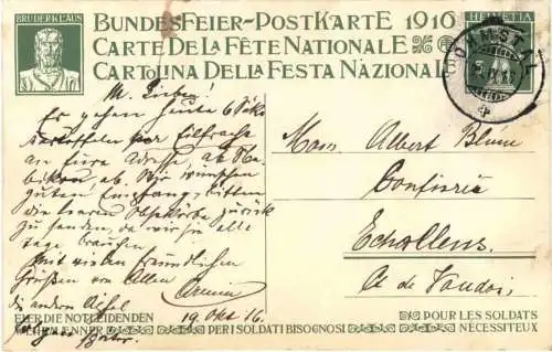 Bundesfeier Postkarte 1916 -775156