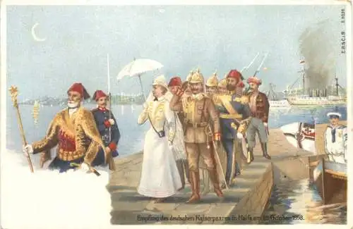 Empfang des Deutschen Kaisers in Haifa 1898 - Litho -780598