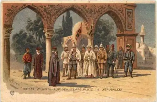 Der Kaiser auf dem Tempelplatz in Jerusalem - Litho -780594