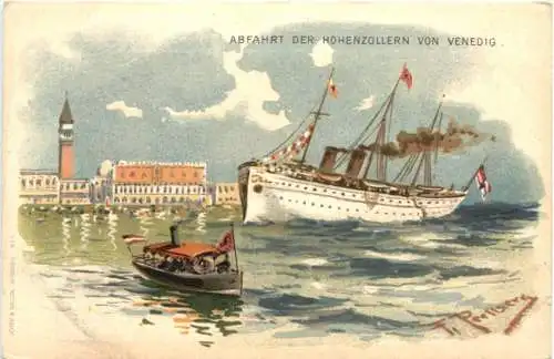 Abfahrt der Hohenzollern von Venedig - Litho -780592