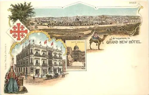 Jerusalem - Grand New Hotel - Litho -780640