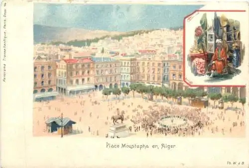 Place Moustapha en Alger - Litho -780676