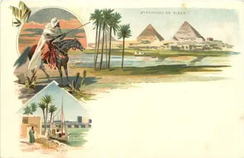 Egypt - Pyramides de Gizeh- Litho -780922