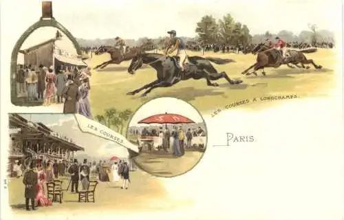 Souvenir de Paris - Les Courses a Longchamps - Litho -781146