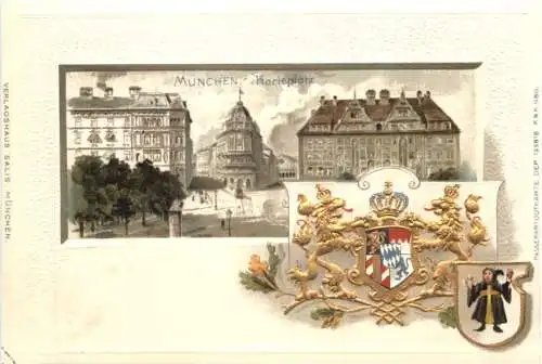 München - Karlsplatz - Litho - Prägekarte -781588