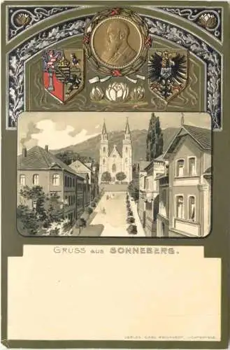 Gruss aus Sonneberg - Litho - Prägekarte -781634