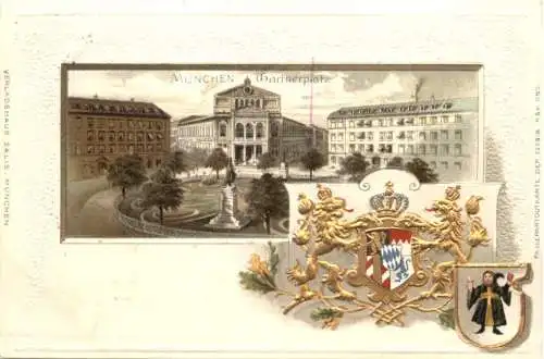 München - Gärtnerplatz - Litho - Prägekarte -781582