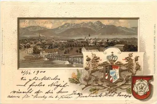 Rosenheim - Litho - Prägekarte -781602