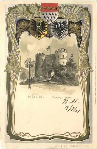 Köln Hahnenthor - Litho - Prägekarte -781612