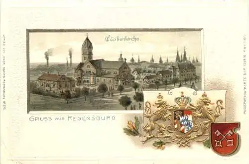 Gruss aus Regensburg - Litho - Prägekarte -781600