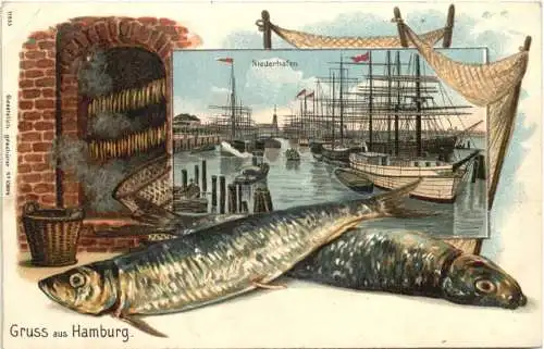 Gruss aus Hamburg - Litho - Prägekarte -781620