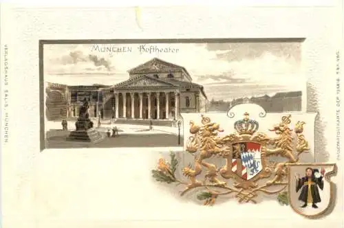 München - Hoftheater - Litho - Prägekarte -781586