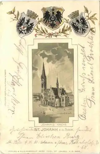 St. Johann an der Saar - Litho - Prägekarte -781606