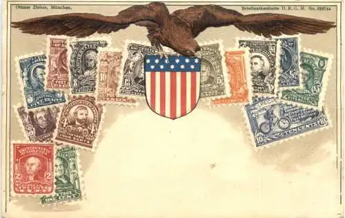 Briefmarken USA - Litho Prägekarte -781702