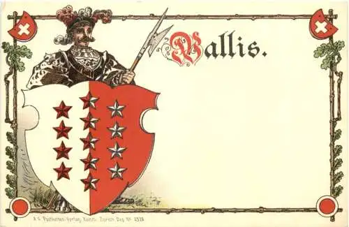 Kanton Wallis Wappen - Litho -781768