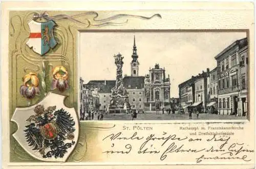 St. Pölten - Litho Prägekarte -781652