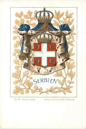 Serbien Wappen - Litho -781788