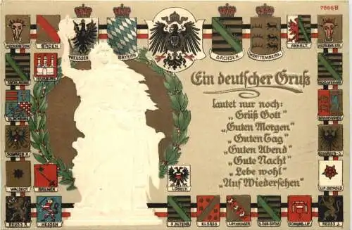 Ein Deutscher Gruss Wappen - Litho Prägekarte -781808