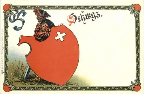 Kanton Schwyz Wappen - Litho -781762