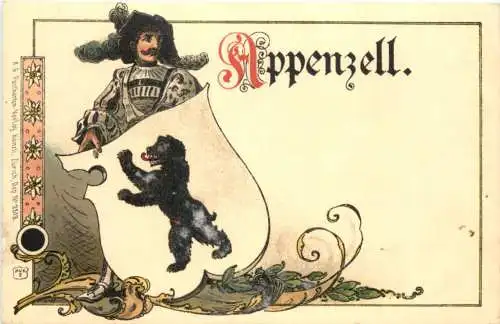 Kanton Appenzell Wappen - Litho -781756