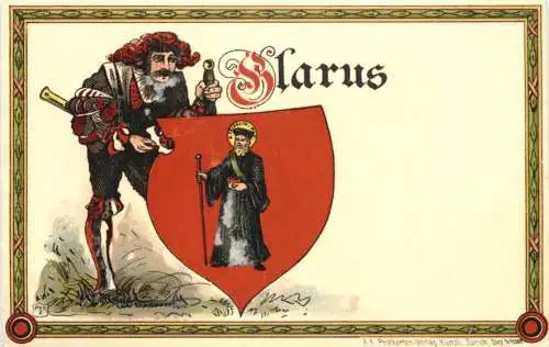 Kanton Glarus Wappen - Litho -781760