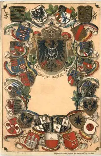 Deutschland Einigkeit und stark - Litho - Prägekarte -781816