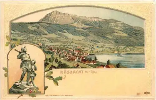 Küsnacht mit Rigi - Litho Prägekarte -781710