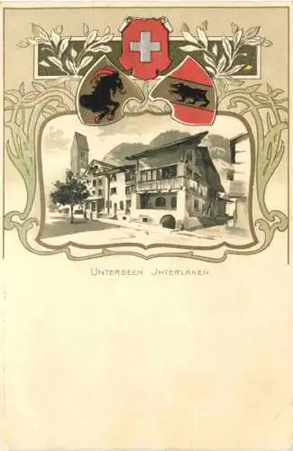 Interlaken Unterseen - Litho Prägekarte -781730