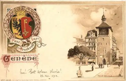 Geneve - Litho Prägekarte -781746