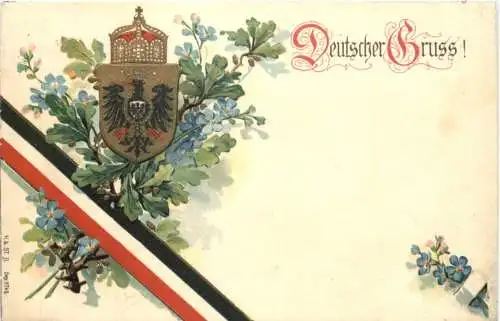 Deutscher Gruss Wappen - Litho Prägekarte -781810