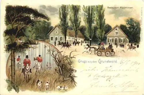 Gruss aus dem Grunewald - Litho Jagd -782018